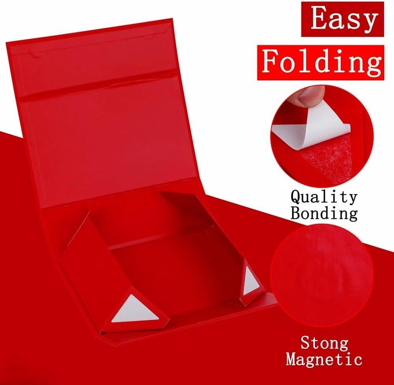 UoeRing 2 Pack Red Gift Box Large 13.5x11.8x4.7 inch Luxury Gift Box for Presents with Magnetic Closure Lid Collapsible,Birthday,Christmas,Contains Card, Ribbon, Tissue Paper,Shredded Paper Filler - Image 4